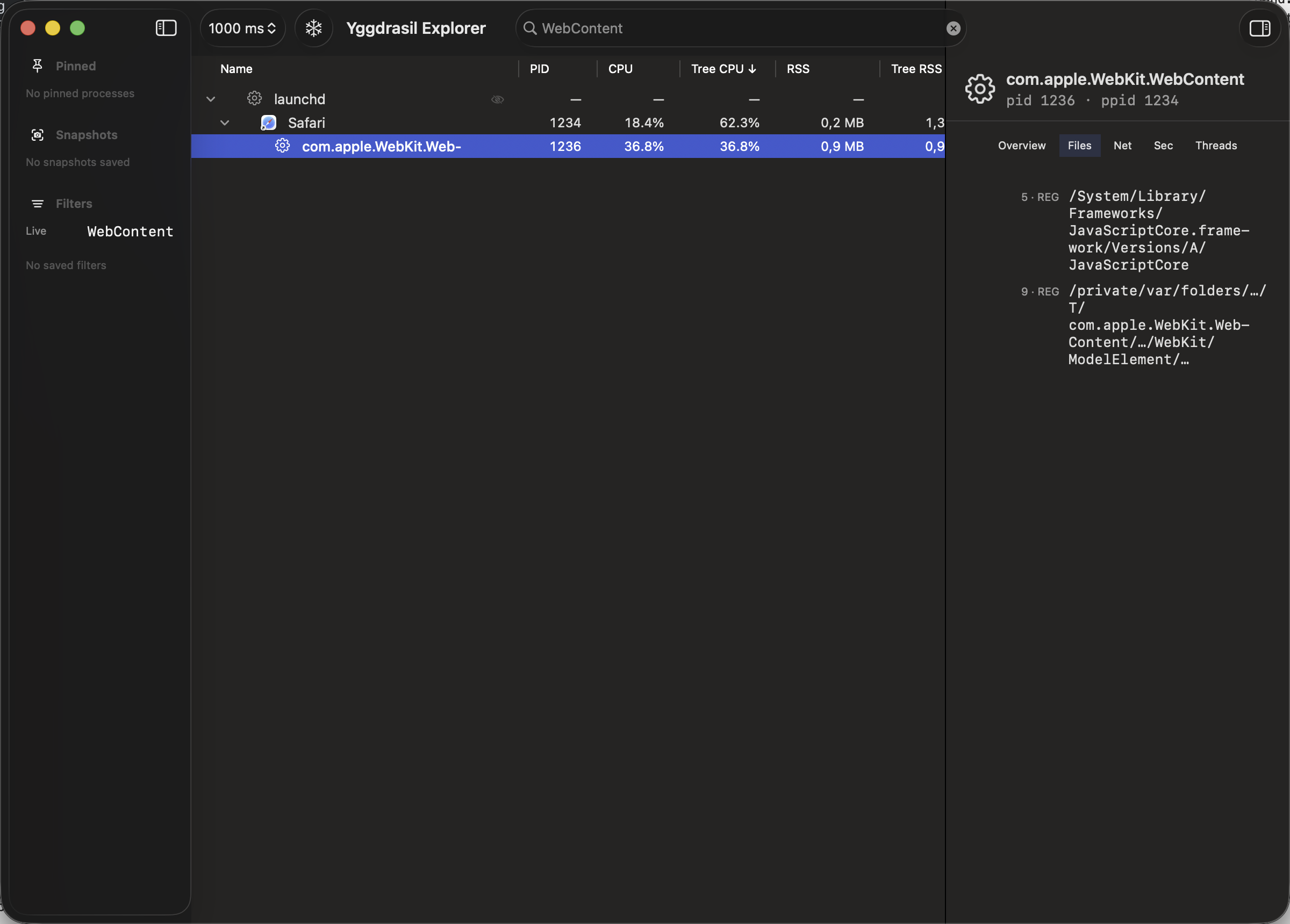 Open file descriptors for Safari