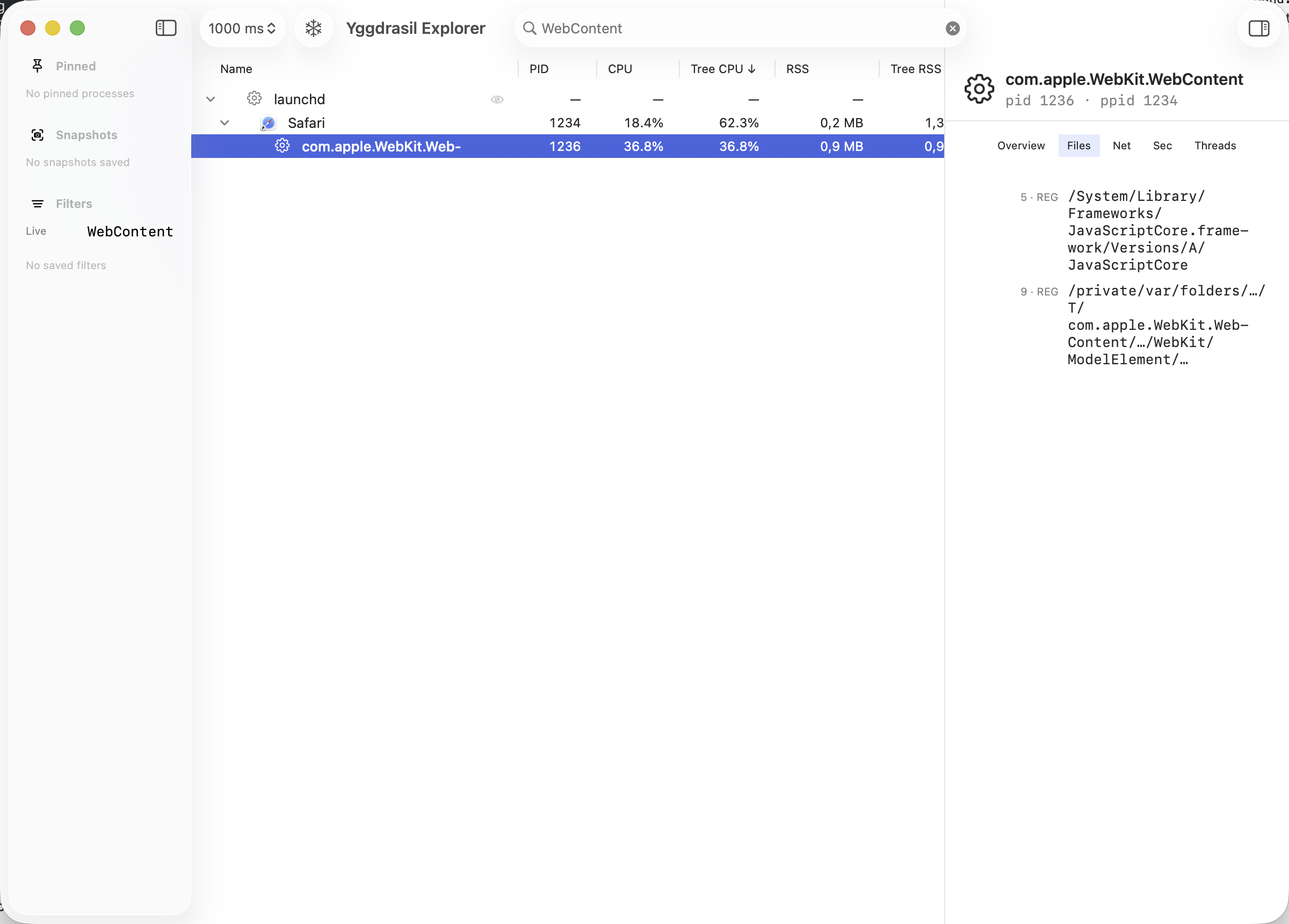 Open file descriptors for Safari